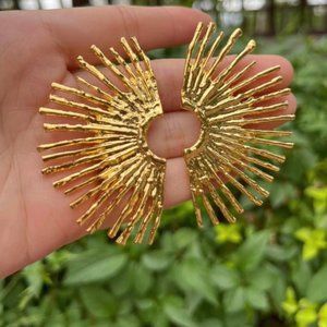 Anthropologie Gold Sunburst Earrings
